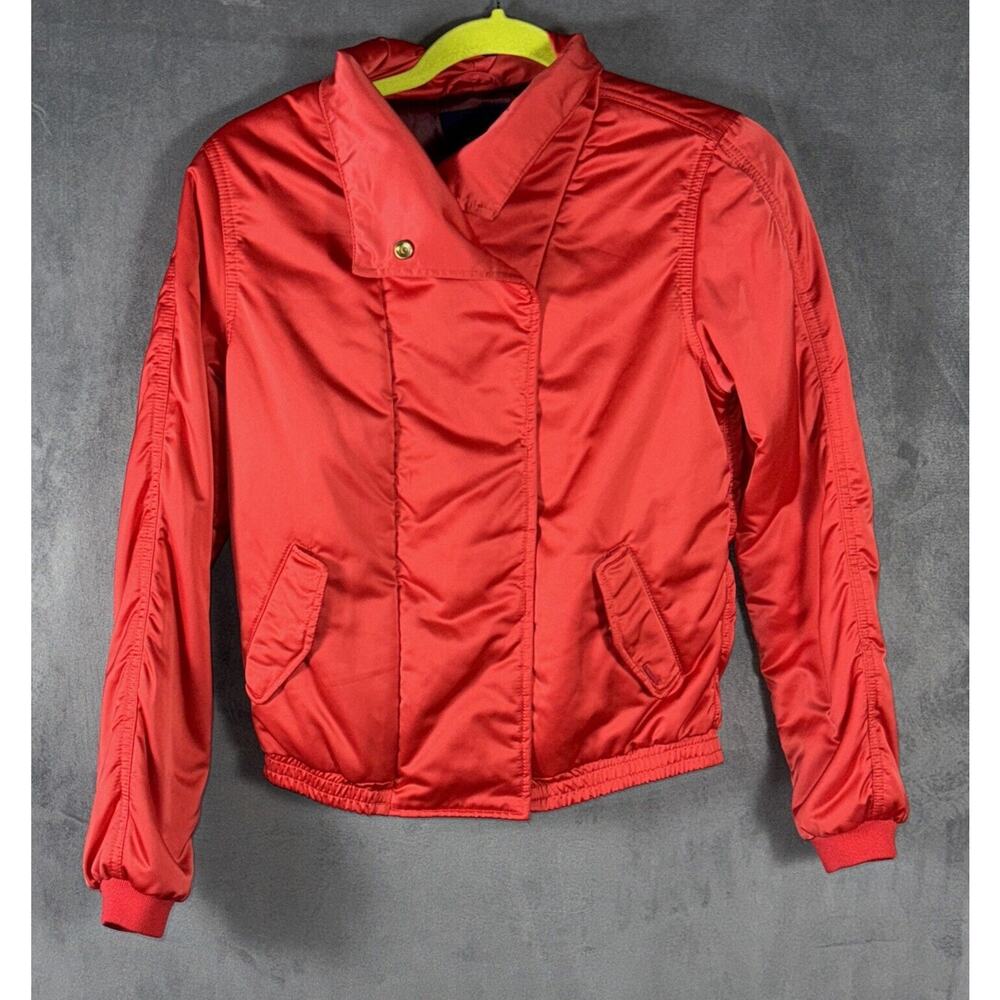 Scotch & Soda Satin Like Poly Red Zip Up‎ Lined Bomber Jacket Pockets Sz X-SMALL